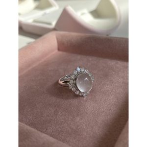 Lunarmist Orb Adjustable Sterling Silver Water Foam Jade Ring