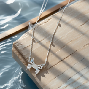 Marine Serenity Chalcedony Butterfly Necklace